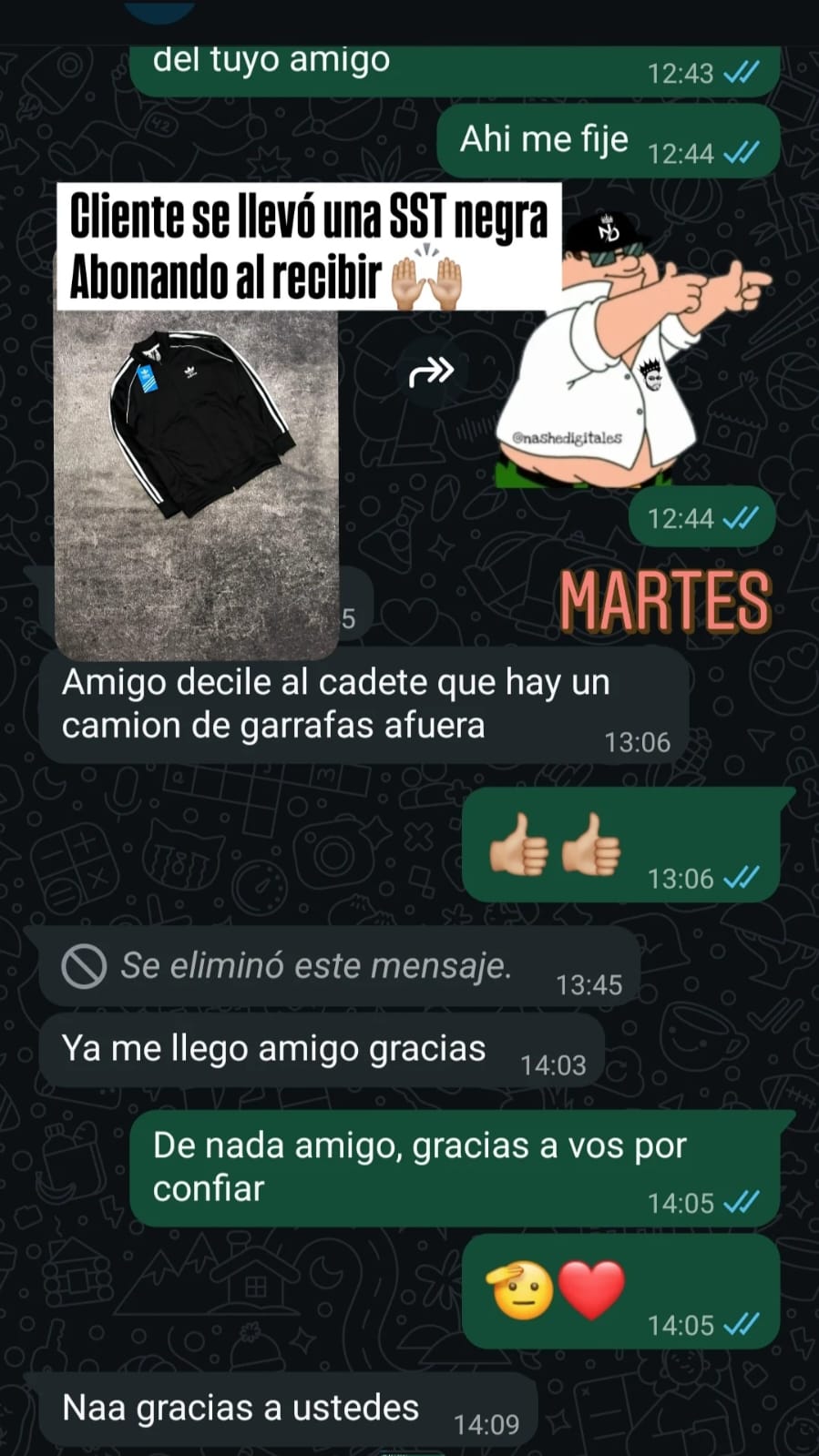 Captura de mensaje de Marcos L.